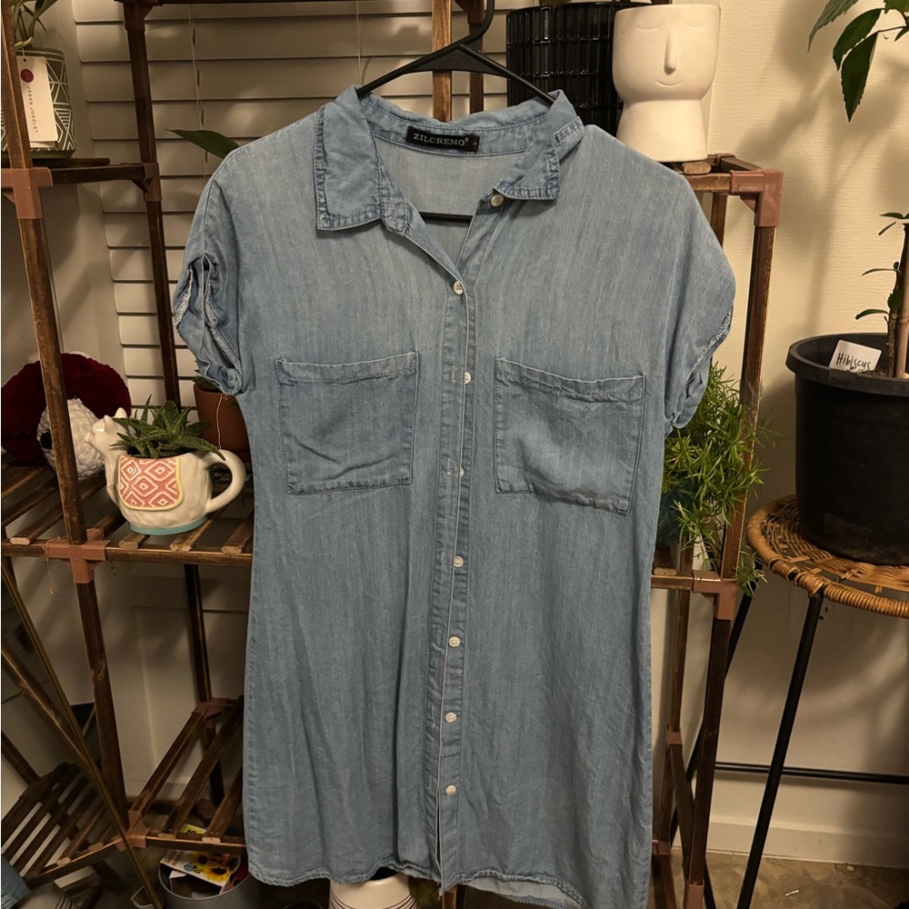 Zara Blue Denim Shirt Dress